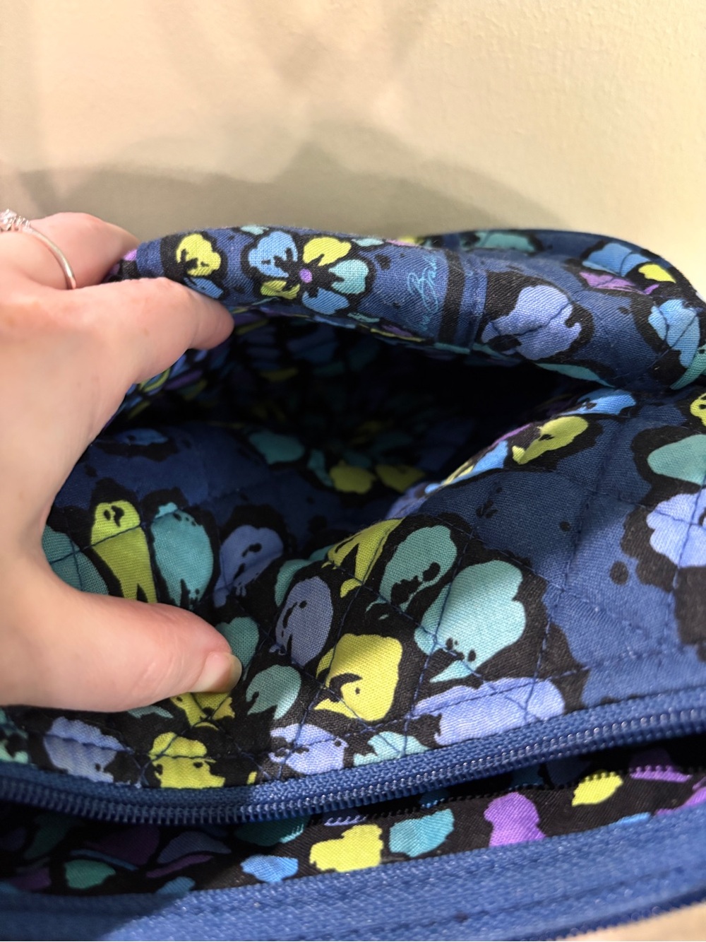LAST DAY Vera Bradley Quilted Floral Crossbody Bag in Navy Blue - Picture 9 of 10